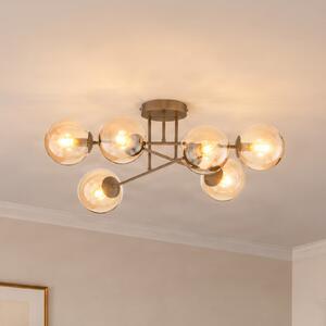 EMIBIG LIGHTING Stropna svjetiljka RIMA, bež, Ø 75 cm, 6-svjetiljkasta, staklo/metal, E14, prigušiva, Bež, Dnevni boravak/blagovaonica, Staklo, Metak