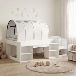 Krevet s tunelom s policom 3 pcs Bijela Konstruirano drvo - Bijela / 75 x 190 cm