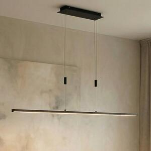 Lindby LED viseća lampa Arneja, crna, CCT, podesiva po visini, prigušiva, Crno, Dnevni boravak/blagovaonica, Metal