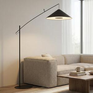 Nowodvorski Lighting Lučna svjetiljka Poise, crna, čelik, tekstil, projekcija 260 cm, Crno, Dnevni boravak/blagovaonica, Metal, Stalak kišobran