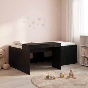 Krevet za djecu s visokim okvirom i stolom Crna 75 x 190 cm - Crna / 75 x 190 cm