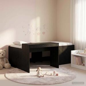 Krevet za djecu s visokim okvirom i stolom Crna 98.5 x 200 cm - Crna / 98.5 x 200 cm