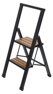 Crne aluminijske protuklizne sklopive ljestve Wenko Stepladder II