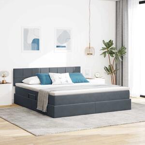Krevet s od storage s madracem Tamno siva 160 x 200 cm Baršun - Siva / 160 x 200 cm