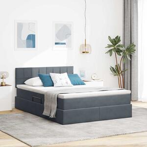Krevet s od storage s madracem Tamno siva 140 x 190 cm Baršun - Siva / 140 x 190 cm