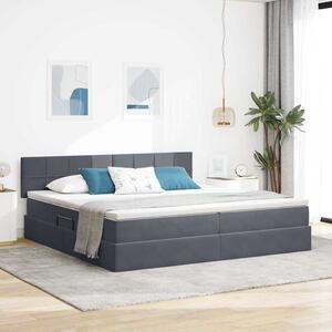 Krevet s od storage s madracem Tamno siva 200 x 200 cm Baršun - Siva / 200 x 200 cm