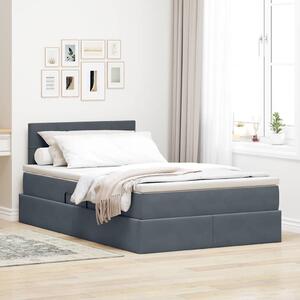 Krevet s od storage s madracem Tamno siva 120 x 200 cm Baršun - Siva / 120 x 200 cm