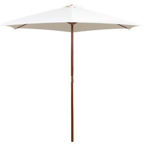 Suncobran 270 x 270 cm s drvenim stupom krem bijeli - Bijela / N/A