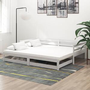 Dnevni ležaj na izvlačenje 2 x (90 x 200) cm bijeli od borovine - Bijela / N/A