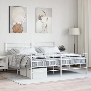 Metalni okvir kreveta uzglavlje i podnožje bijeli 200x200 cm - Bijela / 200 x 200 cm