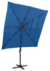 Vrtni suncobran s 4 razine i stupom 250 x 250 cm azurnoplavi - Plava / N/A
