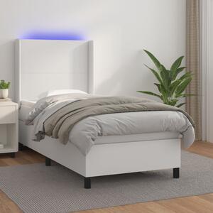 Krevet box spring s madracem LED bijeli 80x200 cm umjetna koža - Bijela / 80 x 200 cm