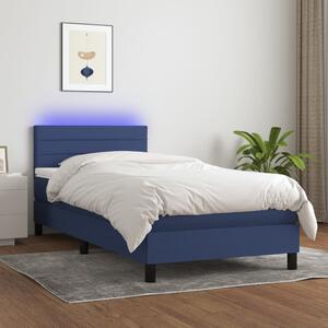 Krevet box spring s madracem LED plavi 90x200 cm od tkanine - Plava / 90 x 200 cm