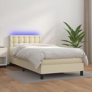 Krevet box spring s madracem LED krem 80x200 cm od umjetne kože - Krema / 80 x 200 cm