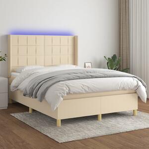 Krevet box spring s madracem LED krem 140x200 cm od tkanine - Krema / 140 x 200 cm