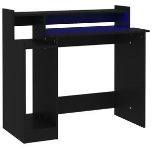 VidaXL Radni stol s LED svjetlima crni 97x45x90 cm konstruirano drvo