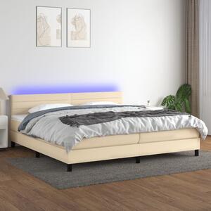 Krevet box spring s madracem LED krem 200x200 cm od tkanine - Krema / 200 x 200 cm