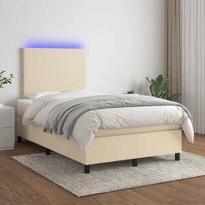 Krevet box spring s madracem LED krem 120 x 200 cm od tkanine - Krema / 120 x 200 cm