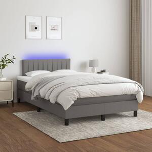 Krevet box spring s madracem LED tamnosivi 120 x 200 cm tkanina - Siva / 120 x 200 cm