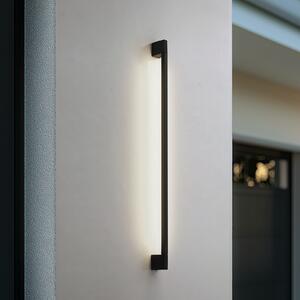 Lindby LED zidna svjetiljka Neano, 120 cm, crna, metalna, IP54, Crno, Aluminij
