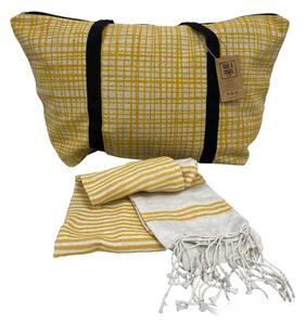 Stilski set torbe + ručnika za plažu HAMAM 75x150 cm, oker žuta