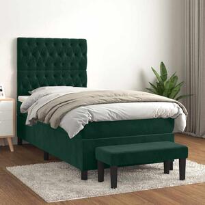 Box spring krevet s madracem tamnozeleni 80 x 200 cm baršunasti - Zelena / 80 x 200 cm