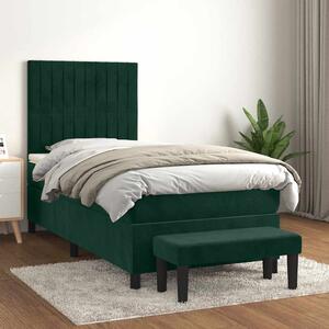 Box spring krevet s madracem tamnozeleni 90x190 cm baršunasti - Zelena / 90 x 190 cm