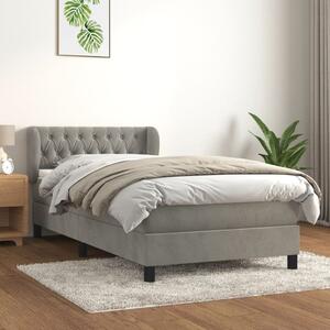 Box spring krevet s madracem svjetlosivi 90x190 cm baršunasti - Siva / 90 x 200 cm