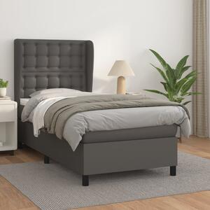 Krevet s oprugama i madracem sivi 100x200 cm od umjetne kože - Siva / 100 x 200 cm