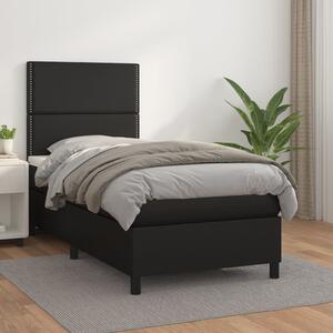 Krevet s oprugama i madracem crni 100x200 cm od umjetne kože - Crna / 100 x 200 cm