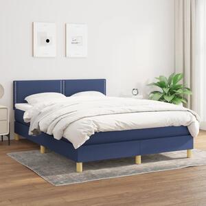 Krevet s oprugama i madracem plavi 140 x 190 cm od tkanine - Plava / 140 x 190 cm