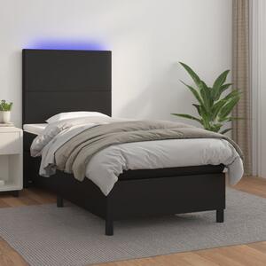 Krevet box spring s madracem LED crni 80x200 cm od umjetne kože - Crna / 80 x 200 cm