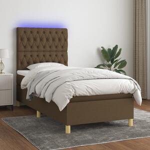 Krevet box spring s madracem LED tamnosmeđi 80 x 200 cm tkanina - Smeđa / 80 x 200 cm
