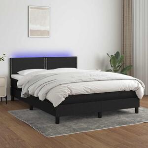 Krevet box spring s madracem LED crni 140x190 cm od tkanine - Crna / 140 x 190 cm