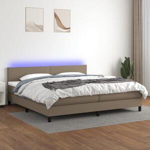 Krevet box spring s madracem LED smeđesivi 200x200 cm tkanina - Tupe / 200 x 200 cm