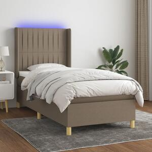 Krevet box spring s madracem LED smeđesivi 80 x 200 cm tkanina - Tupe / 80 x 200 cm