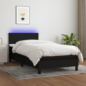 Krevet box spring s madracem LED crni 80 x 200 cm od tkanine - Crna / 80 x 200 cm