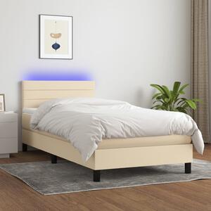 Krevet box spring s madracem LED krem 100x200 cm od tkanine - Krema / 100 x 200 cm