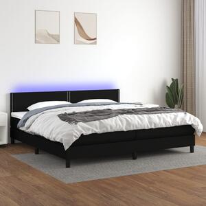 Krevet box spring s madracem LED crni 200x200 cm od tkanine - Crna / 200 x 200 cm