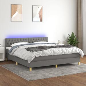 Krevet box spring s madracem LED tamnosivi 180x200 cm tkanina - Siva / 180 x 200 cm