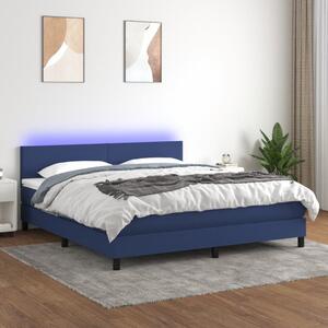 Krevet box spring s madracem LED plavi 180x200 cm od tkanine - Plava / 180 x 200 cm