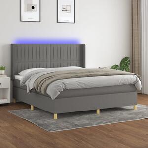 Krevet box spring s madracem LED tamnosivi 160x200 cm tkanina - Siva / 160 x 200 cm