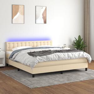 Krevet box spring s madracem LED krem 160x200 cm od tkanine - Krema / 160 x 200 cm