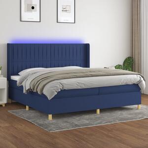 Krevet box spring s madracem LED plavi 200x200 cm od tkanine - Plava / 200 x 200 cm