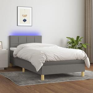Krevet box spring s madracem LED tamnosivi 80 x 200 cm tkanina - Siva / 80 x 200 cm