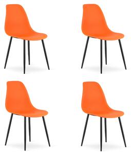 Set 4 narančaste stolice OSAKA s crnim nogama