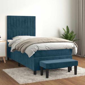 Box spring krevet s madracem tamnoplavi 80 x 200 cm baršunasti - Plava / 80 x 200 cm