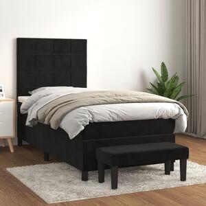 Box spring krevet s madracem crni 100x200 cm baršunasti - Crna / 100 x 200 cm