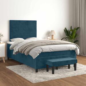 Box spring krevet s madracem tamnoplavi 120 x 200 cm baršunasti - Plava / 120 x 200 cm