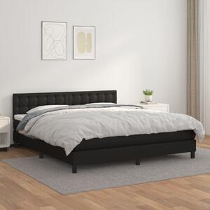 Krevet s oprugama i madracem crni 160 x 200 cm od umjetne kože - Crna / 160 x 200 cm